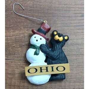 Bear Foots Ohio Christmas Ornament Bear Snowman Scarf Top Hat A2